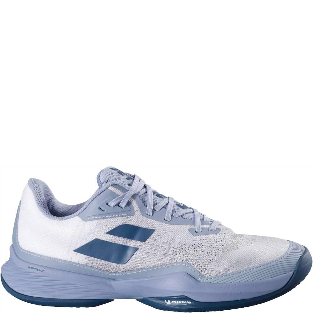 NEW BABOLAT men's jet mach 3 all court shoes in white/dark grey